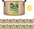 iPower 10-Pack 15 Gallon Thickened Grow Bags Nonwoven Fabric Pots Aeration Container with Strap Handles for Garden and Planting, Tan