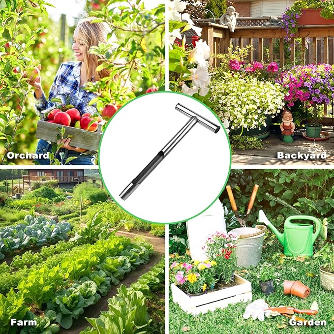 12 Inch Soil Probe, Stainless Steel Soil Sample Probe with 2 Bags, T-Handle Soil Test Probe Kits Tool for Soil Sampling, Home Plant Care, Garden, Farm, Lawn