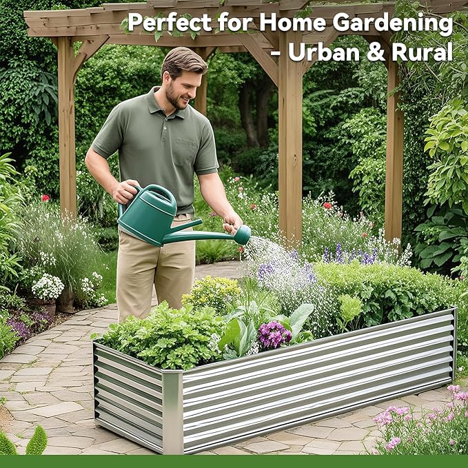 6x3x1ft Rectangle Galvanized Raised Garden Beds kit，Large-Capacity Metal Planter Garden Box Outdoor,Metal Garden Bed for Vegetables，Flower，Fruits，Steel Raised Beds for Backyard Gardening