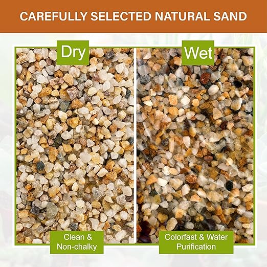 NUPICK 3-5mm Coarse Sand for Plants, 12lb Horticultural Grit for Succulents, Desert Silica Sand for Cactus, Decorative Gravel for Landscaping, Gold Grit for Aquariums, Bonsai, Vases Fillers