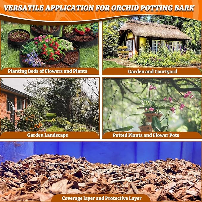Orchid Potting Bark-6QT Organic Orchid Bark for Plants, All Natural Pine Bark Wood Chips Orchid Bark Potting Mix for Houseplant Mulch, Help Orchid Plants Root Health Development