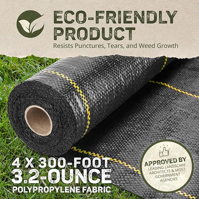 Dewitt Sunbelt 3.2 oz Woven Ground Cover, UV-Stabilized Weed Control Fabric, 4' x 300'