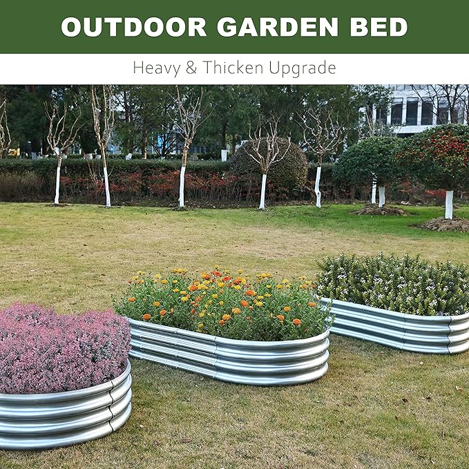 Elevon 2PCs Galvanized Raised Garden Bed Kit Galvanized Planter Raised Garden Boxes, 6x3x1ft