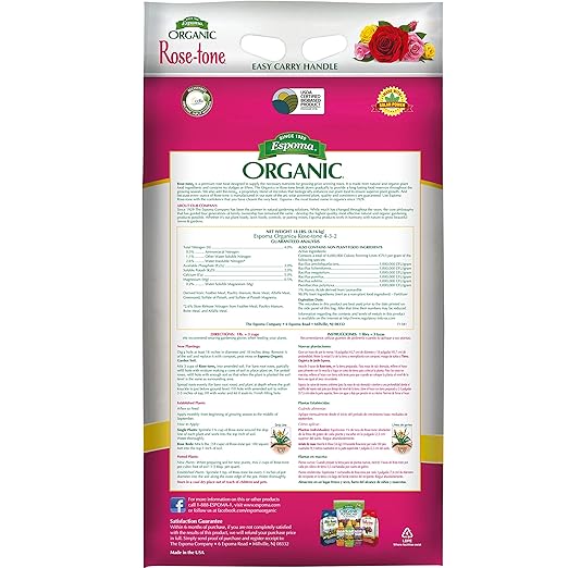 Espoma Organic Rose-Tone 4-3-2 Organic Fertilizer for All Types of Roses and Other Flowering Plants. Promotes Vigorous Green Growth and Abundant Blooms. 18 lb. Bag - 2 Pack