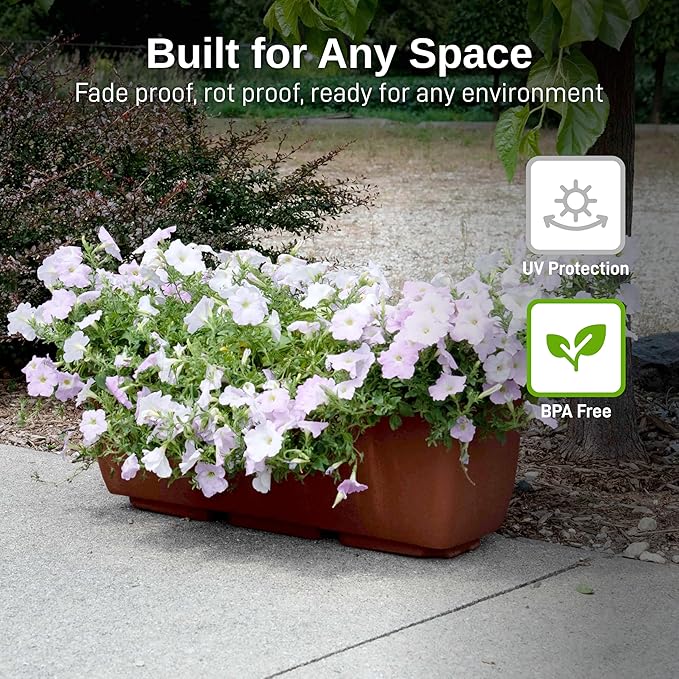RTS Home Accents 30" Long Elevated Rectangular Garden Planter with Wrought Iron Stand, Terra Cotta - Stylish, Durable, and Weather-Resistant Raised Planter for Outdoor or Indoor Gardening
