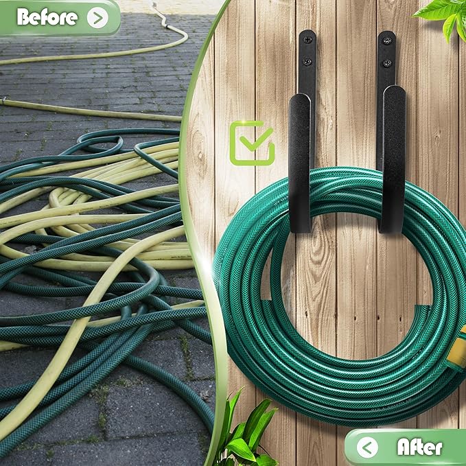 Hose Holders Wall Mount - Heavy-Duty Metal Garden Hose Hanger for Outside - Rust-Proof Hanging Hose Rack Hook Mount for Water Hose (4PCS)