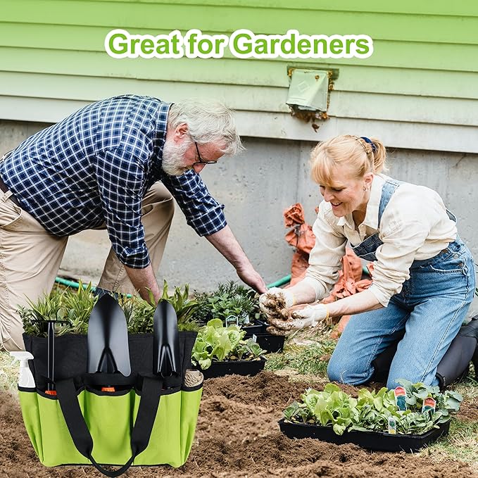 Portable Garden Tool Bag with 16 Pockets & Handle, Durable Waterproof Garden Tote Bag for women & Men, 900D Heavy Duty Gardening Tool Organizer and Storage Bags for Indoor & Outdoor