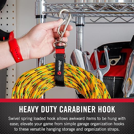 VELCRO Brand Garage Organization Easy Hang Cinch Strap Small, Holds 150 pounds, 16in x 1in, Black, VEL-30801-USA