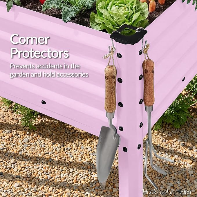 Best Choice Products 48x24x30in Galvanized Raised Garden Bed, Metal Elevated Planter Box, Vegetable Garden for Backyard, Patio, Balcony, 100% Non Toxic Materials - Pink