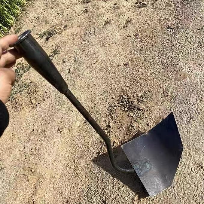 Soil Turning Hoe: Triangle Garden Hoe Tool, Hardened All-Steel Hand Plow Gardening Hoes for Manuring Weeding Planting Digging Soil Leveling