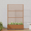 Casaphoria Metal Raised Garden Bed with Trellis and Wheels, 72"x47"x16" Arched Planter Box for Climbing Plants, Vegetables & Vines, Features Drainage Holes and Privacy Screen, Brown-Rhombus