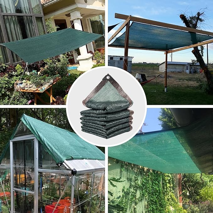 60% 10 X 20 FT Green Shade Cloth, Outdoor Woven Sun Shade with Grommets, Durable Breathable Netting Shading Antifreezing for Patio, Garden, DIY Home, Plants Cover, Greenhouse, Dog Kennel