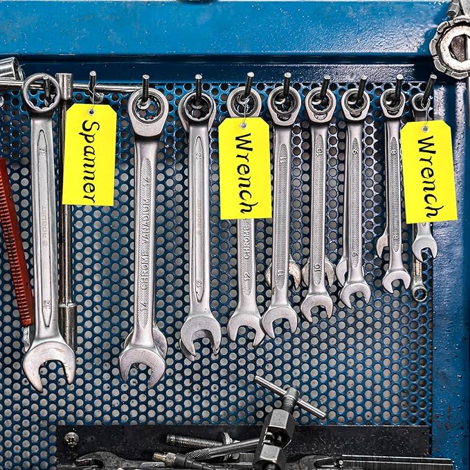 200 Yellow Plastic Hang Tags - 6 1/4 x 3 1/8, Heavy Duty, Write On, Ideal for Equipment, Car Parts, Inventory & Repair
