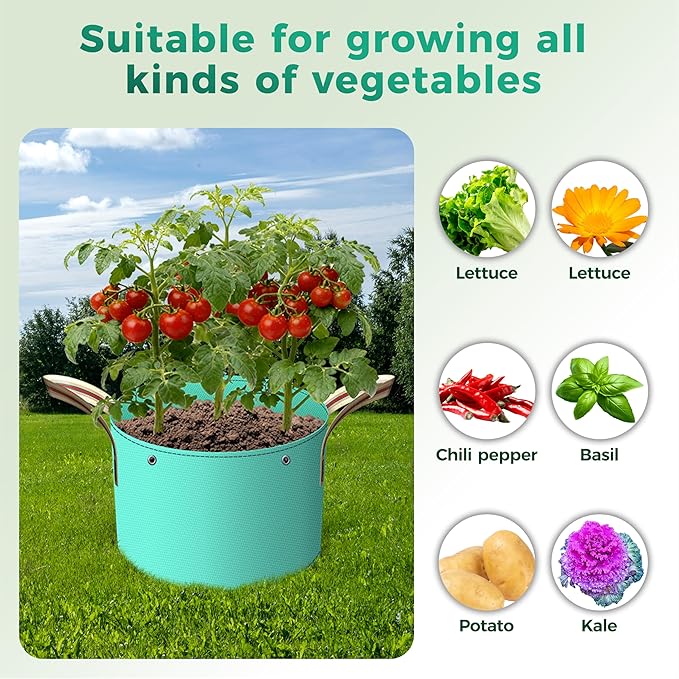 7 Pcs 30 Gallon Potato Grow Bag, PE Garden pots Plant Grow Bag with Branch-Binding Holes and Drain holefor for Vegetables, Strawberries, Flowers