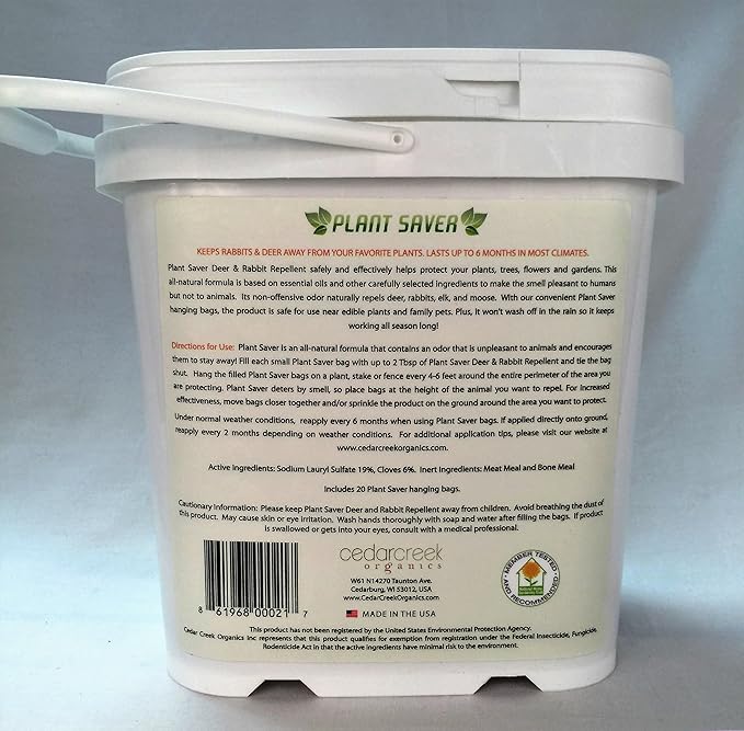 Deer & Rabbit Repellent – All-Natural, Scent-Based Protection – Safe for Pets & Plants – Lasts Up to 6 Months – Also Repels Elk, Moose & Rodents – 4 lbs with 20 Refillable Bags