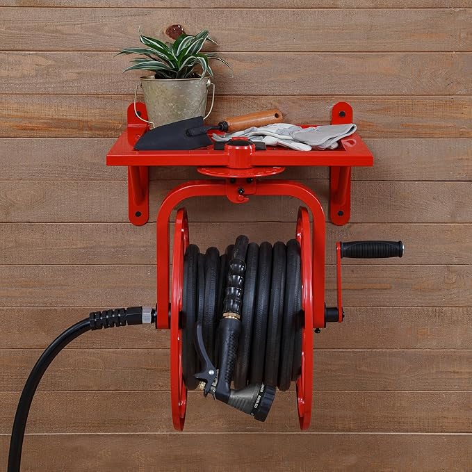 Liberty Garden Revolution Hose Reel with Pull Up Latch, Red