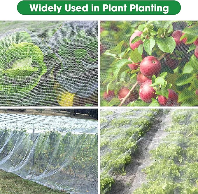 Unves Garden Netting, 10 x 30 Ft Garden Mesh Mosquito Netting, Reusable Plant Cover Bug Insect Brid Net for Protecting Vegetables Fruits Trees Flowers Blueberries Tomatoes