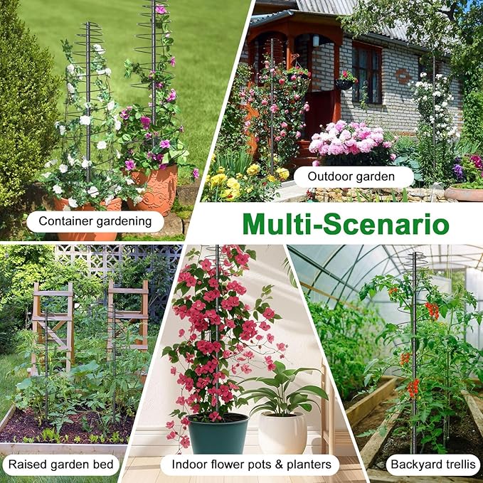 Spiral Frame Trellis for Climbing Plants Outdoor Indoor - 44" Adjustable Heavy Duty Metal Garden Plant Support with Anti-Wobble Screws,for Pole Beans,Tomato, Sweet Pea,Clematis,Potted Plants,Vine