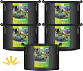 iPower 5-Pack 20 Gallon Plant Grow Bags Thickened Nonwoven Aeration Fabric Pots Heavy Duty Durable Container, Strap Handles for Garden, Black New
