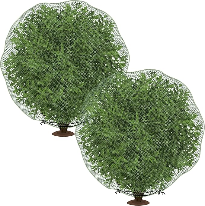 codree 2 Pcs Deer Netting for Shrubs- 7.8 x 7.8 Ft Deer Plant Netting Cover- Reusable Garden Plants Mesh Netting to Protect Undershrub Plant from Deer, Birds and Other Animals
