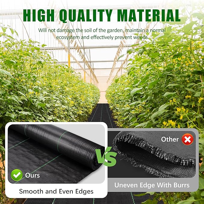6FT x 300FT Weed Barrier Fabric Heavy Duty, 5.8oz Landscaping Fabric Woven Landscape Ground Cover for Gardens & Lawns