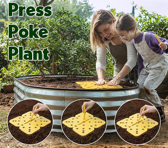 Seed and Seedling Spacer Tool for Garden // Square Foot Gardening Seed Template for Organized Plants, Vegetables & Fruits // Spacing Tool Kit for Planting (Yellow)