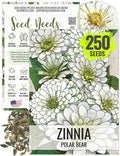 Seed Needs Polar Bear White Zinnia Seeds for Planting - Heirloom & Untreated - Grow a Butterfly Garden to Attract Butterflies, Bees and Pollinators - Great Cut Flowers (1 Pack)