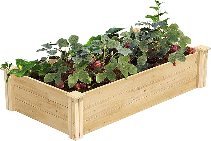 Greenes Fence Classic Cedar Raised Garden Bed, 2' x 4' x 10.5" (1/2" Thick) - Made in USA with North American Cedar