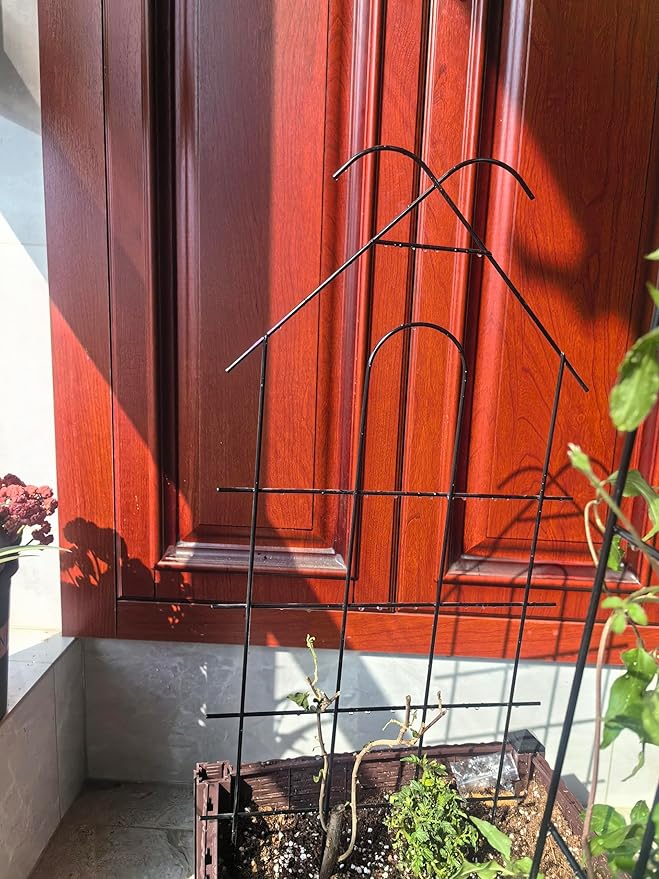 ARIFARO 32" Metal Garden Trellis for Climbing Plants, 4 Pack Plant Trellis for Potted Plants, Indoor Outdoor Black Trellis for Vines, Flowers, Cucumbers, 13.4" Wide