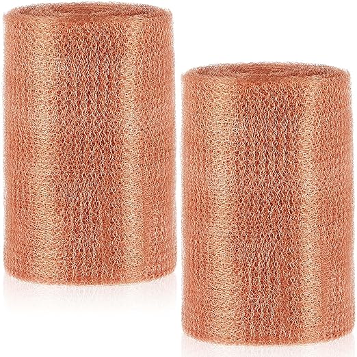 Gisafai 8" x 100 ft Copper Mesh Rodent Control Copper Wool for Slugs Rustproof DIY Hole Filler Pure Wire Mesh for Bat Snail Bird Pest Rodent Control Gap Blocker Fill Fabric Hole Blocking Gardening