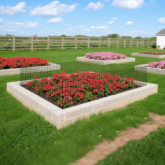 16 Pack Plant Protectors from Animals, 16"x 12" Wire Plant Protector, Wire Cages for Plants with Stakes and Cable Ties, Metal Plant Cages for Plants, Vegetables, Flowers