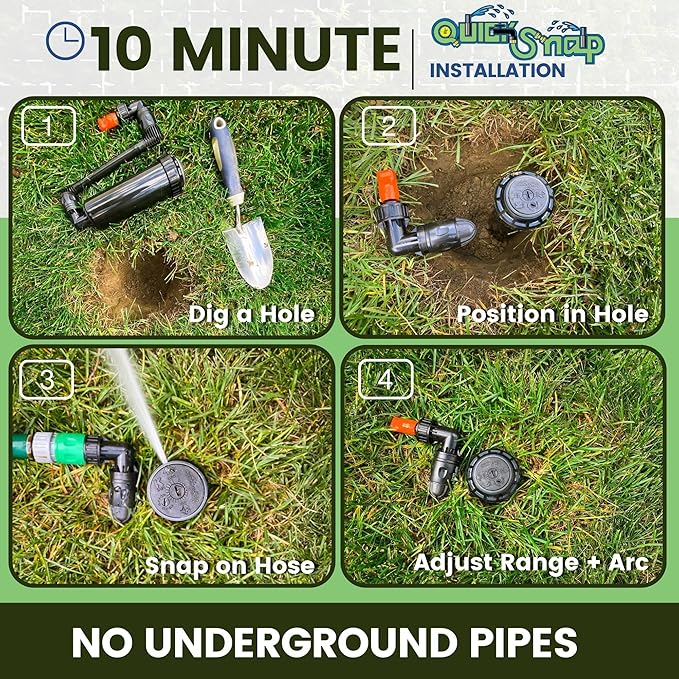 In-Ground 5-Inch Pop-Up Adjustable Sprinkler 2-Pack With Quick Hose Connectors And Splitter, QSK-742