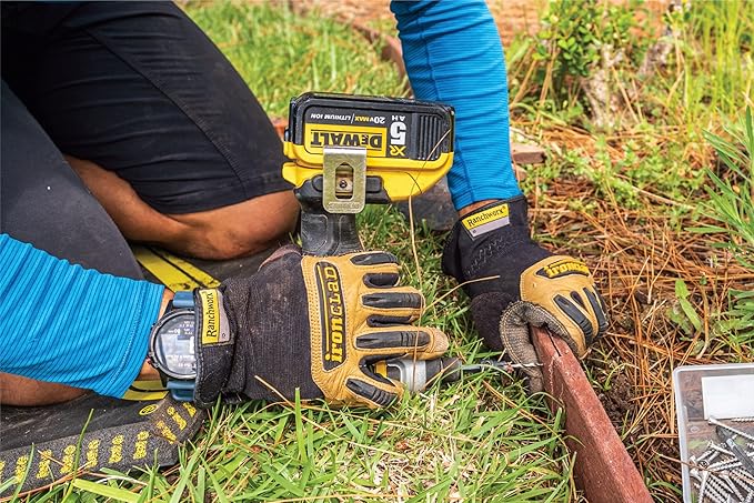 Ironclad Ranchworx Work Gloves RWG2, Premier Leather Work Glove, Performance Fit, Durable, Machine Washable, (1 Pair), RWG2-07-XXXL, Tan/Black
