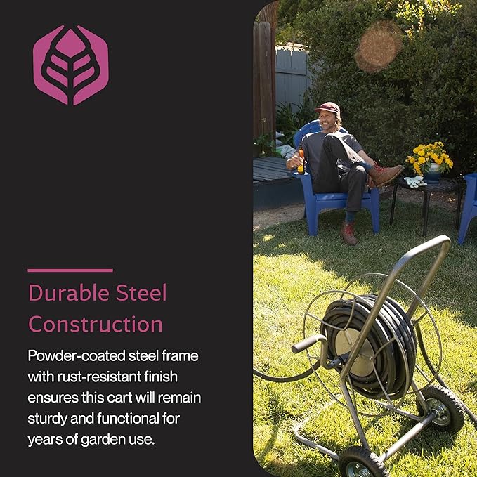Yard Butler Hose Reel Cart with Wheels Heavy Duty 200 Foot Metal Hose Reel Suitable for Gardens, Lawns and Outdoor - IHT-2EZ