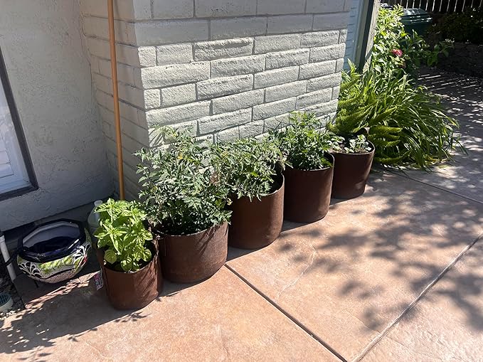 MAUI MIKE'S Root Pouch 10 Gallon/ 10 Pack Heavy Duty Grow Bag. Plant Fabric Pots with Handles. Grow Fabric Pots & Bags for Tomatoes,Vegetables and Flowers. Made from Recycled Water Bottles.