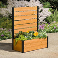 4ft H x 3.4ft W x 1.5ft L (1 Screen w/Planter) Freestanding Enclo Cedar Wood Privacy Fence Screen with Planter Box, Outdoor Wood Privacy Screen Panel for Patio, Raised Garden Bed, AZ18040