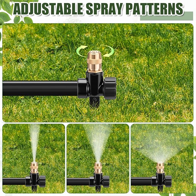 Tioncy 4 Pack Metal Lawn Sprinkler Automatic Garden Water Sprinkler on Spike Base 360 Degree Rotation with Adjustable Brass Nozzle for Lawn Garden Yard(Black)