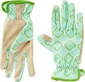 Digz Planter Pro Women's Gardening Gloves and Work Gloves with Touch Screen Compatible Fingertips, Geometric Pattern, Large
