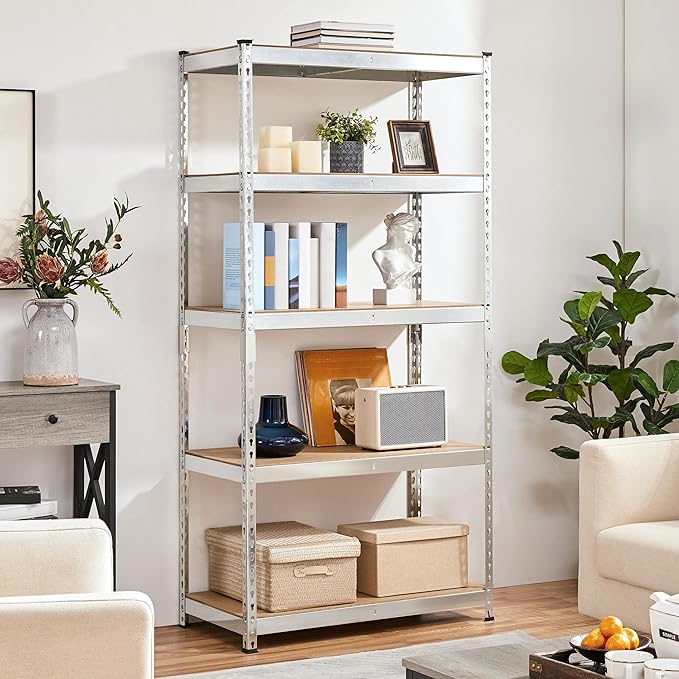 Yaheetech Storage Shelves, 5 Tier Heavy Duty Adjustable Metal Shelving Unit, Industrial Utility Rack for Garage Warehouse Pantry Closet (35.5 W x 17.5 D x 72 H Inches, Silver)