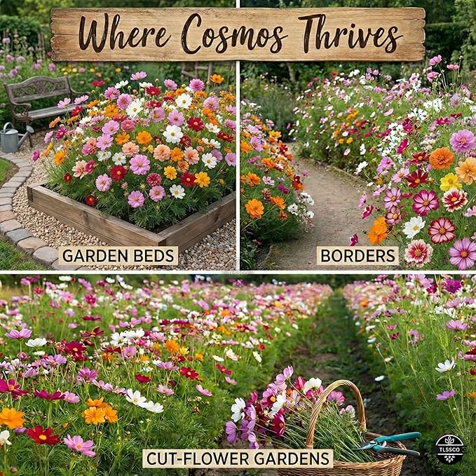 3045+ Crazy Blend Cosmos Seeds, Non-GMO Flower Seeds – 10+ Varieties of Cosmos – Bulk Cosmos Flowering Seed Mix