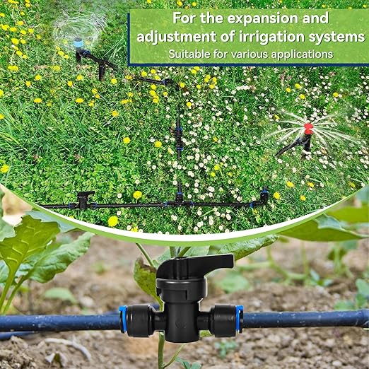 10 Pack 1/4" Drip Irrigation Shut Off Valve, Quick Connect Universal Drip Irrigation Tubing Coupling Valve, Connector Locking Fitting for Sprinkler or Drip Irrigation System Parts & Connectors