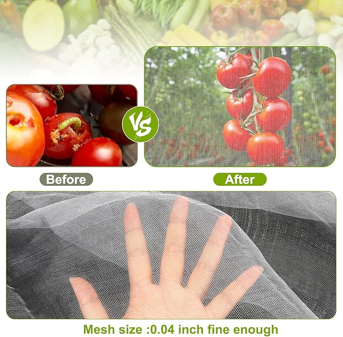 Garden Netting, 2 Pack 10x20Ft Ultra Fine Mesh Netting Pest Barrier Protection Bird Mosquito Net Plants Cover for Vegetables Fruits Flowers Crops Greenhouse Cover Raised Bed Patio Mesh Netting