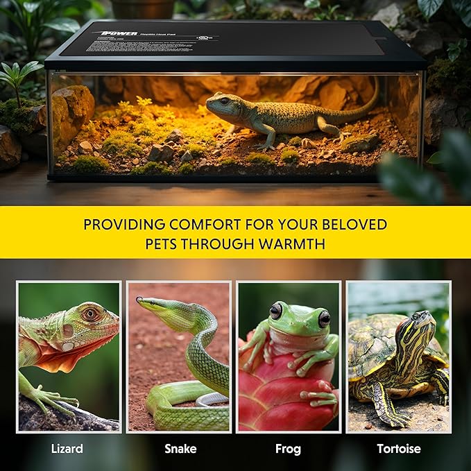 iPower 8" by 18" Reptile Heating Pad, Used in Conjunction with Aquarium Heater, Suitable for Spiders, Snakes, Hermit Crabs, and Turtles