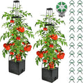 2Pcs Raised Garden Bed Tomato Planter Box with Trellis, 57 Inch Self-Watering Large Tomato Cage for Patio Garden Pots, Climbing Plants Cucumber Vine Vegetables Flowers Outdoor & Indoor