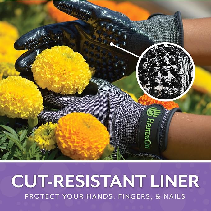 HANDSON Gardening Gloves - Cut & Water Resistant Work Gloves for Men & Women - Heavy Duty Garden Gloves for Outdoor Yard Work - Gardening Supplies for Gardeners & Landscapers (Large, 1 Pair)