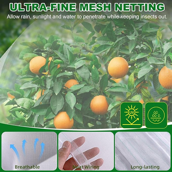 4 Pack Garden Netting for Blueberry Bushes 2 Sizes with Drawstring Garden Mesh Nets Insect Netting Plant Row Covers Protection Bags for Fruit Trees Shrubs Vegetables Flowers Herbs