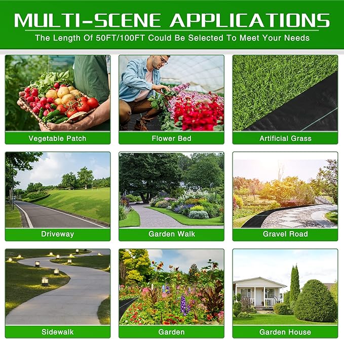Weed Barrier Landscape Fabric Heavy Duty, 2.6FT x 300FT Thicken Garden Blocker Fabric Weed Mats, Weed Control Garden Cloth, Woven Geotextile Fabric for Garden Beds, Underlayment, Commercial Driveway