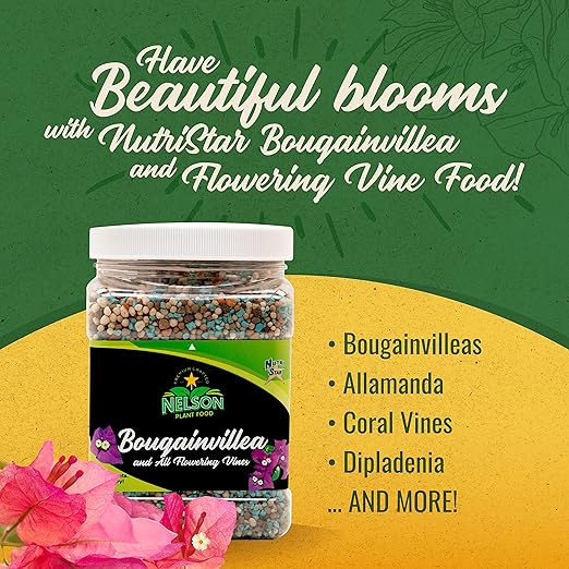 Nelson Plant Food For All Flowering Vines Bougainvillea Trumpet Wisteria Honeysuckles Indoor Outdoor Granular Fertilizer NutriStar 17-7-10 (4 lb)