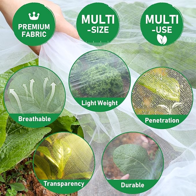 2Pack 10x25ft Garden Netting Mesh Barrier, Ultra Fine Mosquito Net for Patio,Garden Netting for Raised Beds,Fruit Tree Netting for Garden Protection Blueberry Bush Netting Cover