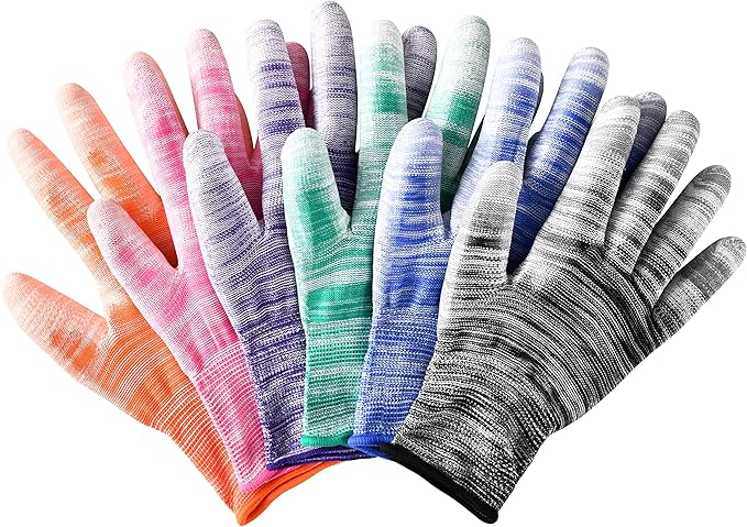 6 Pairs Breathable Gardening Gloves for Women and Men - Super Grip Multi-Purpose Work Gloves